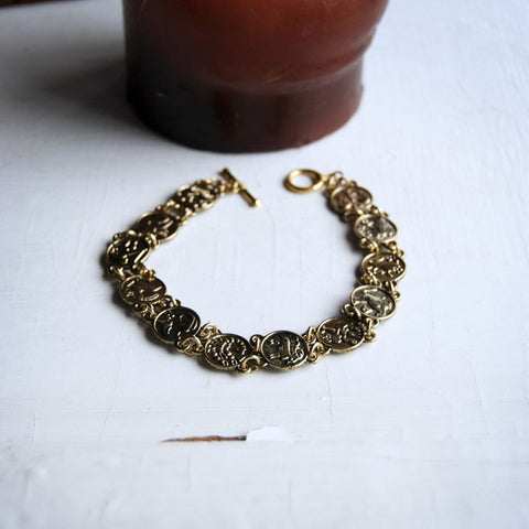 Zodiac Bracelet, Shiny Brass Astrology Signs