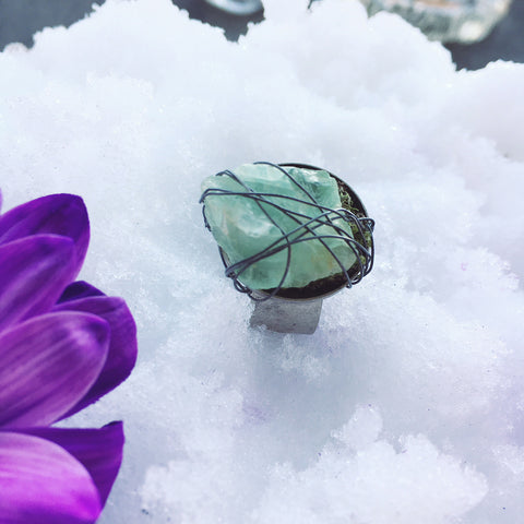 Renewal Fluorite Wrapped Adjustable Ring