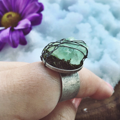 Renewal Fluorite Wrapped Adjustable Ring