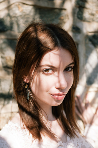 tribal earrings, gothic noir black leather earrings