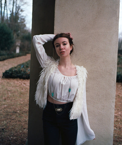 ChevronTurquoise Multi Chain Brass Necklace. Crackled arrow and pyrite beads.