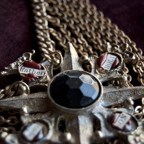 Maltese Cross Reliquary Necklace - Mutli Chain Layered Necklace