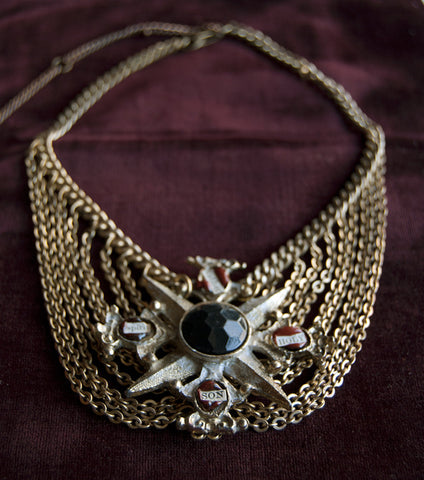 Maltese Cross Reliquary Necklace - Mutli Chain Layered Necklace