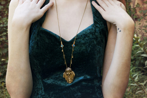 Oracle Star Gypsy Art Nouveau Mystic Lady Necklace