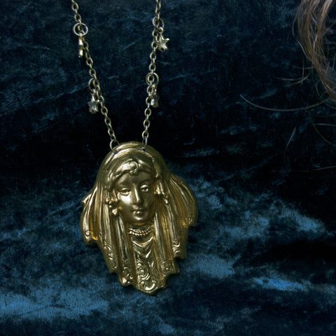 Oracle Star Gypsy Art Nouveau Mystic Lady Necklace