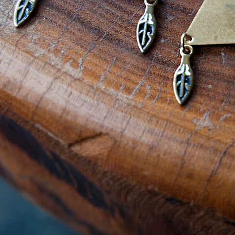 Trinity Triangle Metal Geometric Bohemian Feather Earrings