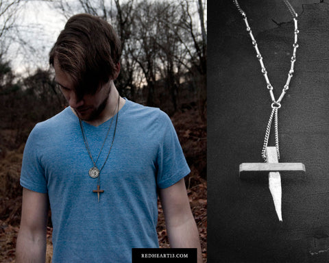 Van Helsing Wooden Carved Cross Stake Necklace