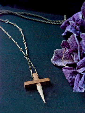 Van Helsing Wooden Carved Cross Stake Necklace