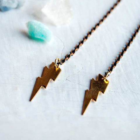 SALE Thunder Gods Lightning Bolt Long Earrings