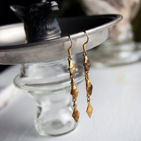 Warrior Spiked Brass Arrowhead Earrings