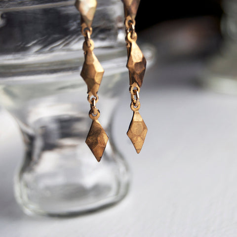 Warrior Spiked Brass Arrowhead Earrings