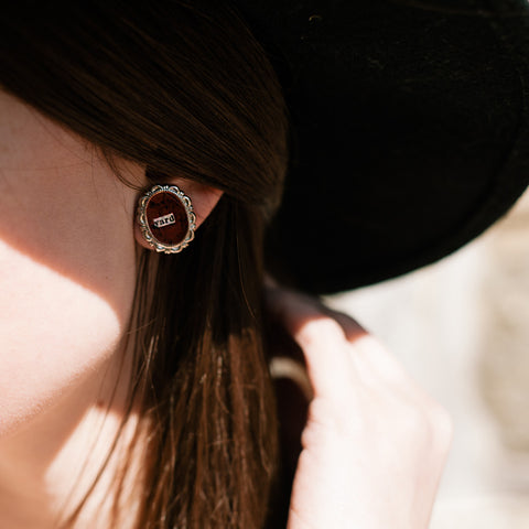 Graveyard Red Wax Oval Silver Post The Shining Earrings